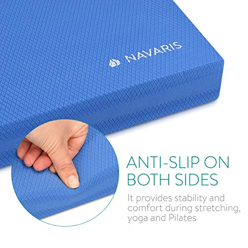 Navaris colchoneta de coordinación - Plataforma de Equilibrio para Ejercicios de Yoga y Pilates - Cojín Fitness 50 x 39 x 6.5CM - Almohadilla - Azul