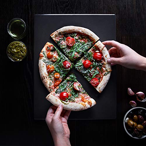 Navaris Piedra para pizza refractaria - Base rectangular para horno barbacoa leña - Placa de cordierita para hornear pan de 38 x 30 x 1.5 CM - Negro