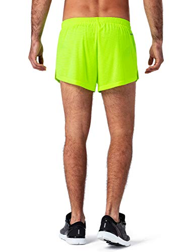 NAVISKIN Pantalones Cortos de Atletismo para Hombre Shorts Deportivos de Correr Fitness Secado Rápido Ligero Súper Transpirables Elásticos Elementos Reflectantes (Amarillo, XXL)