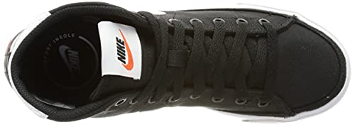 Nike Court Legacy Mid Canvas, Zapatos de Tenis Mujer, Black White Team Orange, 38.5 EU