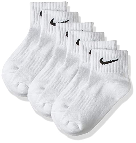 Nike One Quarter Socks 3PPK Value Calcetines para Hombre, Blanco (WHITE/BLACK), 42-46