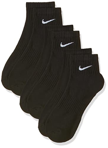 Nike U NK Everyday Cush QTR 3PR Socks, Hombre, Black/White, M