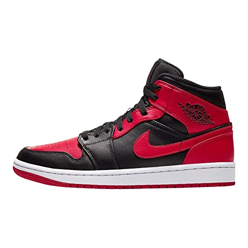 Nike - Zapatillas Air Jordan 1 Mid Banned, 554724 074, de color negro, rojo y blanco, para hombre, color, talla 41 EU