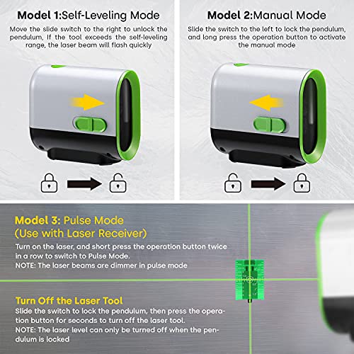 Nivel Láser Verde de 50M, Nivel Láser Autonivelante ENVENTOR, 3 Modos(Autonivelación, Manual y de Pulso), Montaje Magnético de Base de 360°, Carga USB y Batería de Litio, IP54, para Exterior