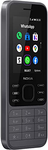 Nokia 6300 4G -Teléfono móvil 2,4'' (4 GB ROM, 512MB RAM, Almacenamiento externo 32GB, Cámara VGA, Batería,4000 mAh, Dual Sim, Qualcomm Snapdragon 210 ), Charcoal