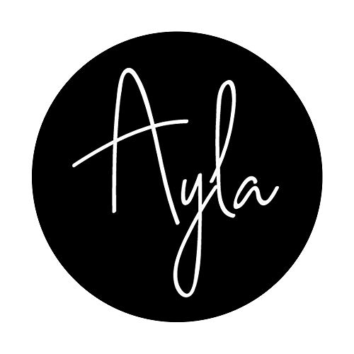 Nombre Ayla Blanco sobre Negro para Niñas y Mujeres - Ayla PopSockets PopGrip Intercambiable