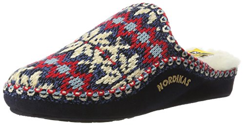 Nordikas Classic, Zapatillas de Estar por casa con talón Abierto Mujer, Azul (Marino), 40 EU