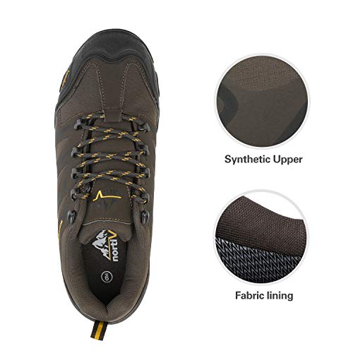 NORTIV 8 Zapatos de Senderismo Hombres Zapatillas Trekking Impermeables Botas Montaña Ligeros al Aire Libre 160448-LOW Negro Marrón Bronceado 42.5 EU/9.5 US