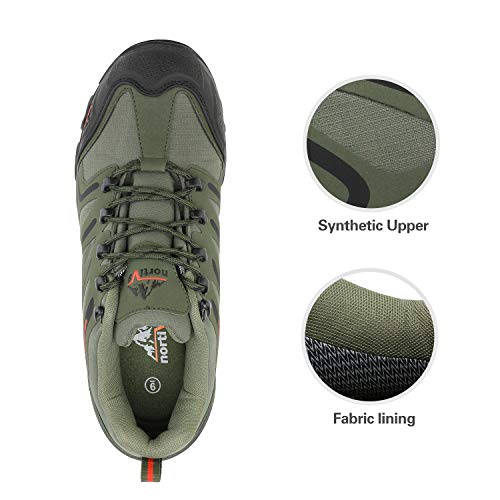 NORTIV 8 Zapatos de Senderismo Hombres Zapatillas Trekking Impermeables Botas Montaña Ligeros al Aire Libre 160448-LOW Verde Negro Naranja 42.5 EU/9.5 US