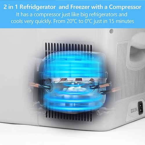 Novhome Refrigerador y congelador de coche de 20 litros, compresor de 12 V, mini refrigerador, portátil, para viajes al aire libre, camping y uso en el hogar