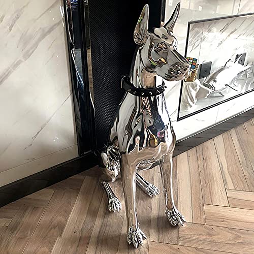 NRRN Escultura Doberman perro, estatua animal escultura ornamento estatua decoración de jardín perro Buda arte esculturas para exteriores