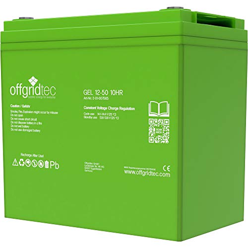 Offgridtec C10 Gel batería solar batería, 50 Ah, 12 V, 1 pieza, 007565
