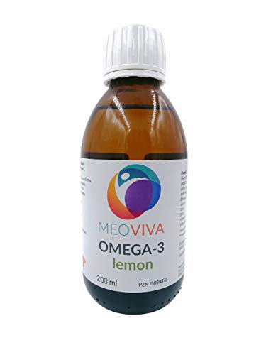 Omega-3 líquido de aceite de pescado (limón) - MEOVIVA - botella de 200 ml - con vitamina D3 y vitamina E, 600 mg de DHA por día, 1800 mg de omega-3, aceite de pescado de islandia