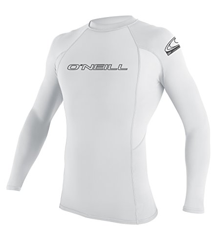 ONEILL WETSUITS Camiseta de Surf para Hombre Basic MusicSkins L/S Crew Rash, Hombre, Basic Skins L/S Crew, Blanco, Large