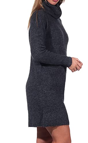 Only Onljana L/s Cowlneck Dress Wool Knt Vestido, Gris (Dark Grey Melange Dark Grey Melange), 38 (Talla del Fabricante: Small) para Mujer