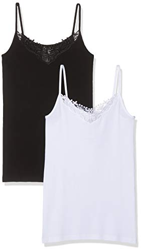 Only Onlkira Lace Singlet 2 Pack Noos Camiseta sin Mangas, Negro (Black Pack: Black and White), X-Large 2 para Mujer