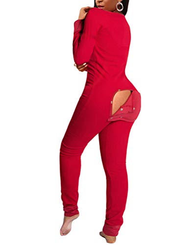 ORANDESIGNE Pijama para Mujer, Sexy, Traje de Dormir, Espalda y Culo, para Mujer 01 Rojo M