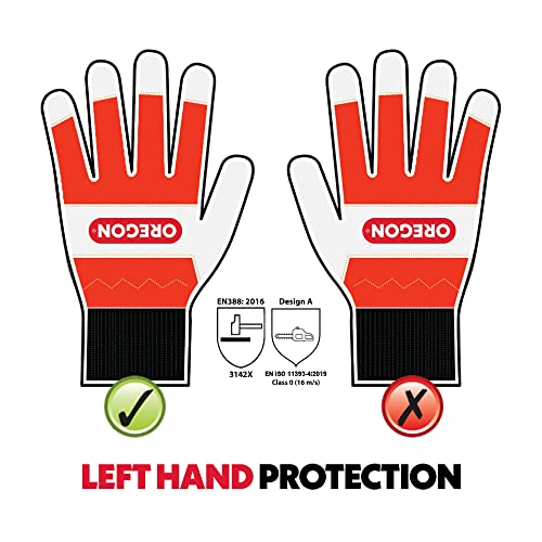 Oregon Guantes con Protección Anticorte para Motosierra, protección mano izquierda - Talla L (talla 10) (91305L)