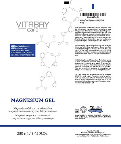Original ZECHSTEIN Magnesio Gel – Cloruro de magnesio – dermatológicamente probada - 250 ml