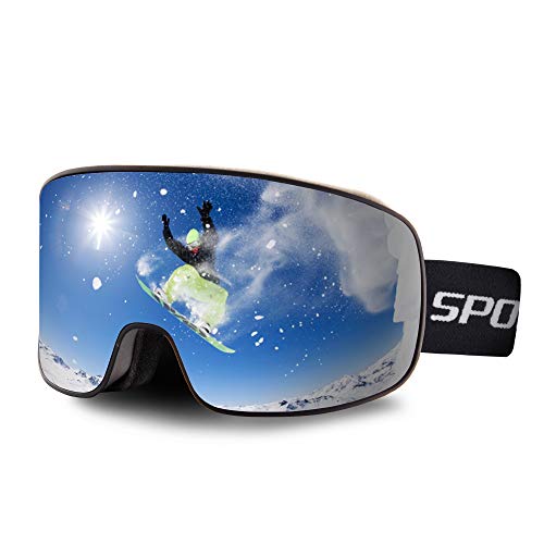 OULIQI Gafas de esquí, Antivaho, Lentes Dobles protección UV, Gafas Esquí Snowboard para Mujer Hombres,Gafas a Prueba de Viento para Deportes de Invierno, esquí, Patinaje, portadores de Gafas (Negro)