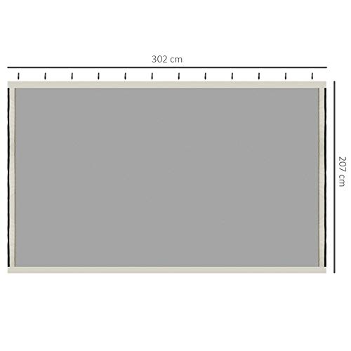 Outsunny 4 Paneles Laterales 302x207 cm para Carpa de Jardín Tela Mosquitera para Cenador Gazebo con Cremalleras y Anillas Negro