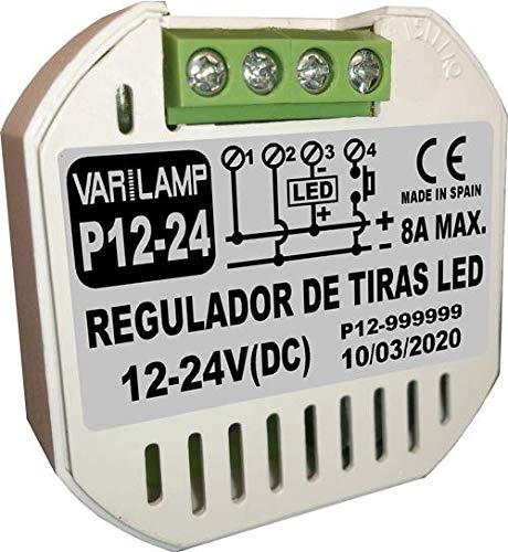 P12-24. Regulador de luminosidad a pulsadores para tiras de LED a 12-24VDC. 96W/12VDC y 192W/24VDC.