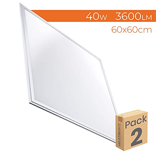 Pack 2x Panel LED Slim 60x60cm, 40W. Color Blanco Frio (6500K). 3600 Lumenes. Driver incluido.