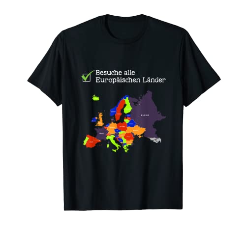 Países Europeos Viaje Globetrotter Backpacker Lista de Bucket Camiseta