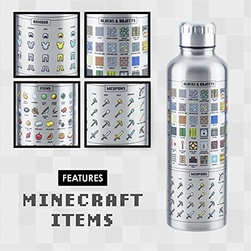 Paladone Botella de agua de metal Minecraft