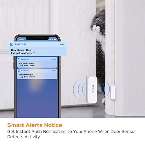 Panamalar Wifi Sensor de Ventana de Puerta, detección inteligente de puerta abierta o cerrada, enviar alerta al teléfono, funciona con Alexa Google Home, accesorios inteligentes con la escena