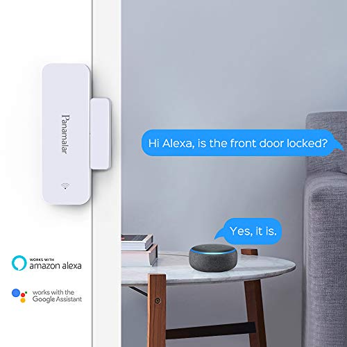Panamalar Wifi Sensor de Ventana de Puerta, detección inteligente de puerta abierta o cerrada, enviar alerta al teléfono, funciona con Alexa Google Home, accesorios inteligentes con la escena