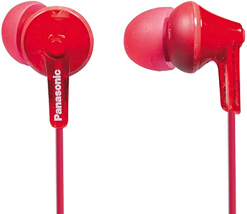 Panasonic RP-HJE125E-R Auriculares Boton con Cable In-Ear (Headphone Sonido Estéreo para Móvil, MP3/MP4, Diseño de Ajuste Cómodo, Imán Neodimio 9mm, Presión de sonido de 97 dB) Color Rojo