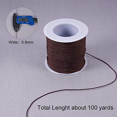 PandaHall Elite 6 rollos de cuerda de nailon trenzado, hilo de imitación de seda, color mixto, 0,8 mm, 100 yardas/rollo