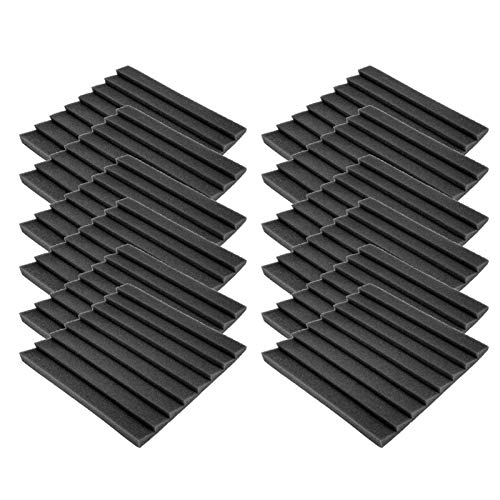 Paneles de absorción de sonido, 12 piezas Paneles de absorción de sonido de poliuretano 8 ranuras Espuma acústica triangular Material a prueba de sonido(Negro)