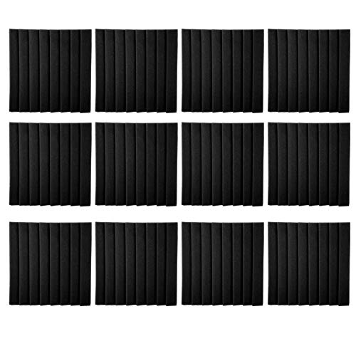Paneles de absorción de sonido, 12 piezas Paneles de absorción de sonido de poliuretano 8 ranuras Espuma acústica triangular Material a prueba de sonido(Negro)