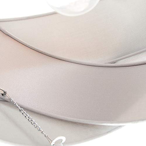 Pantalla colgante contemporánea de tela de algodón gris de triple anillo con interior de satén gris por Happy Homewares
