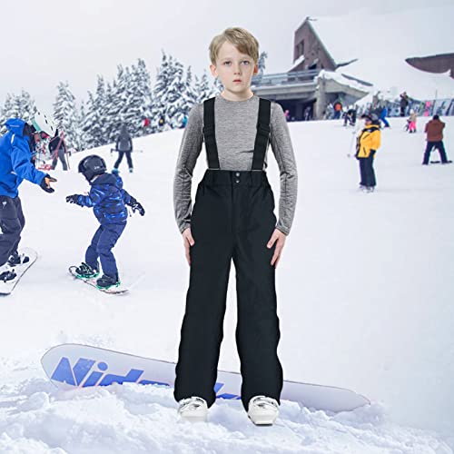 Pantalones de Esquí para Niños - Pantalones de Peto Pantalones para Nieve Pantalones Impermeable con Cremallera Tobillo y Tirantes Desmontables, 125cm