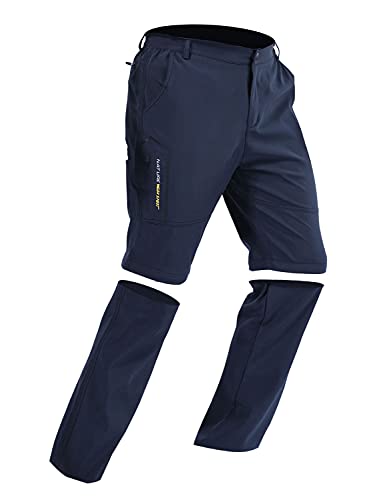 Pantalones de Trekking de Primavera y Verano para Hombres, Pantalón Cortos de Funcionales, Pantalones Escalada al Aire Libre, Senderismo, Montañismo (Azul, L)