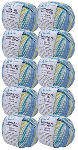 Paquete de lana merino para punto o ganchillo Online Supersocke Sweet Socks color 193, 10 x 25 g de lana merino extrafina