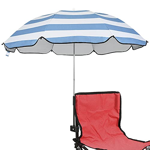 Paraguas para silla con abrazadera ajustable UPF 50+, con fijación de clip para sombrilla para sillas de patio,sillas de playa,cochecitos,sillas de ruedas y carritos de golf