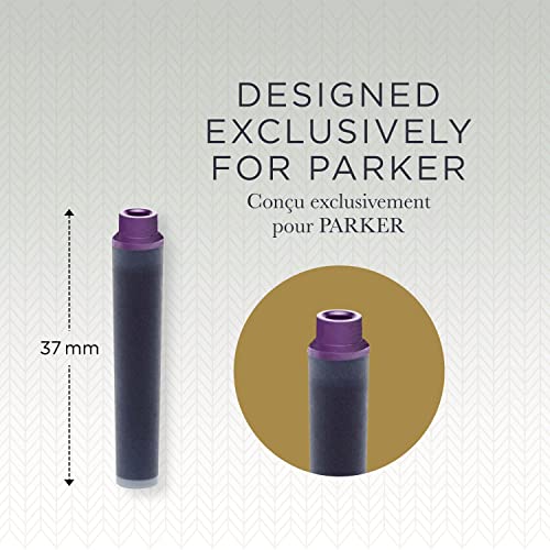 Parker Quink recambios para plumas estilográficas, cartuchos cortos, tinta morada, paquete de 6