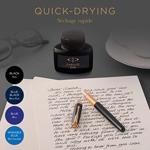 Parker tintero de tinta líquida Quink para plumas estilográficas, 57 ml, en caja, color negro