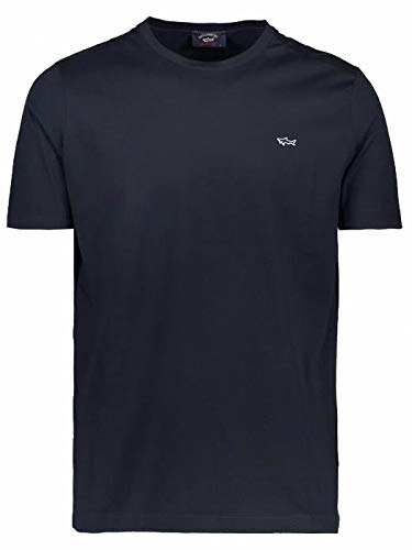 PAUL & SHARK - Camiseta negra de algodón orgánico con insignia bordada en el pecho. Negro L