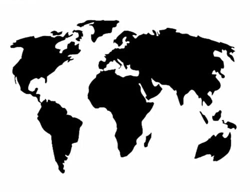 Pegatina Mapamundi Camper van Furgoneta 4x4 | Color Negro Mapa del Mundo para Coche Moto | Medidas: 18 cm x 12 cm