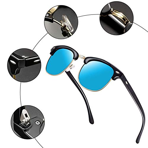 Perfectmiaoxuan Pack de 3 Gafas de Sol Hombre Mujer Polarizadas CAT 3 CE UV400 Gafas retro clásicas Conducción Correr Ciclismo Pesca Golf Verano Turismo Gafas de sol (3 pack(black/blue/black))