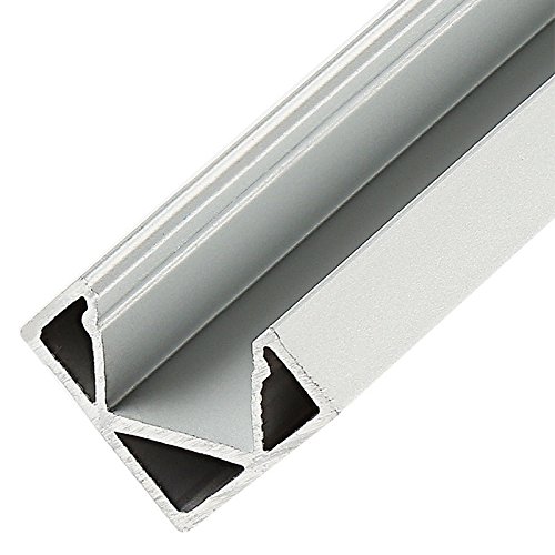 Perfil de aluminio 1818 angular 1 metro para tiras Led con tapa (Blanco)