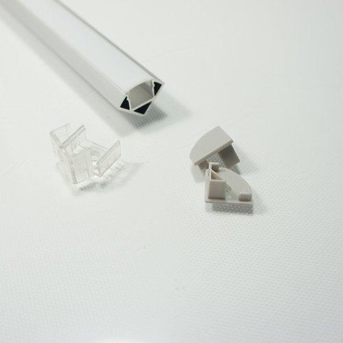 Perfil de aluminio 1818 angular 1 metro para tiras Led con tapa (Blanco)