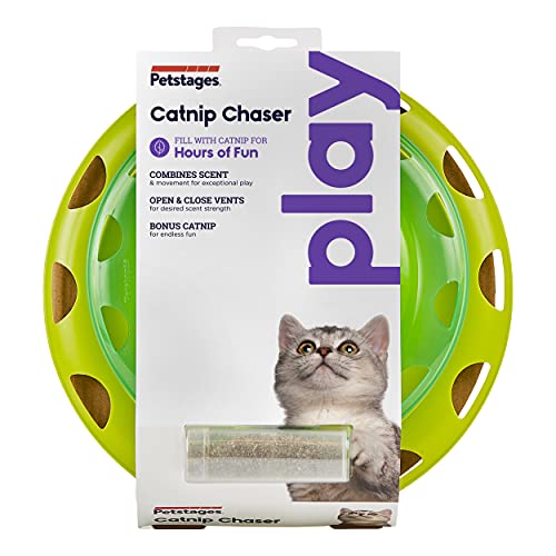 Petstages Catnip Chaser - Juguete interactivo para gatos - Disco de raíl - Verde