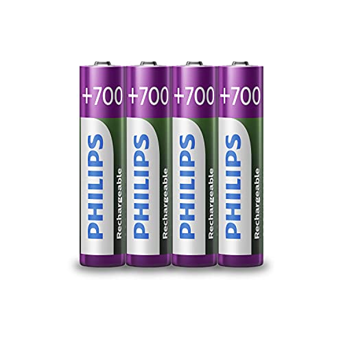 Philips R03B4A70/10 - Pack de 4 Pilas Recargables - NiMh, AAA Pilas