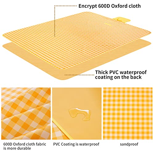 Picnic Blanket, Camping Blanket, Beach Blanket, 195 x 200cm Waterproof Foldable Picnic Mat with Handle, Picnic Mat for Picnics Camping Beach Hikes Outdoor and Party